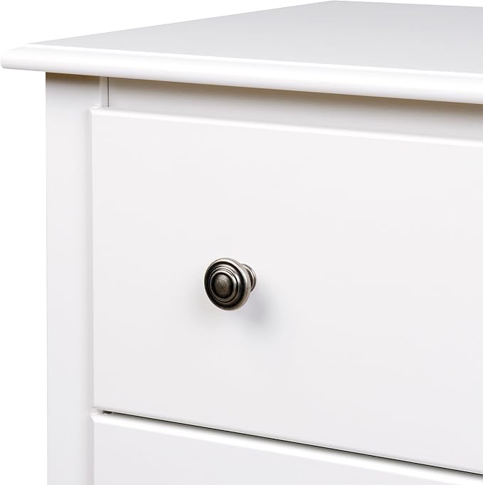 Prepac Sonoma Traditional Tall Nightstand Side Table with 3 Drawers, Functional Tall 3-Drawer Bedside Table 16" D x 23" W x 29" H, White, WDC-2403