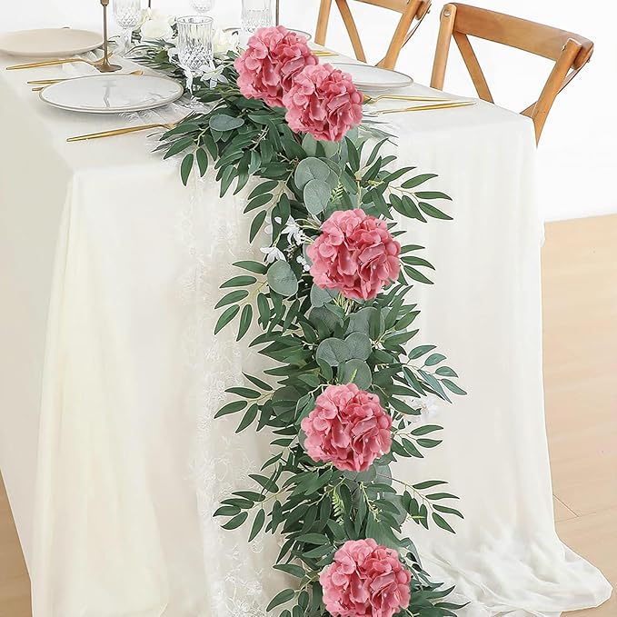 AVIVIHO Dusty Rose Hydrangea Silk Flowers Heads Pack of 10 Dusty Rose Fullness Hydrangea Flowers Artificial with Stems for Wedding Home Party Shop Baby Shower Decoration