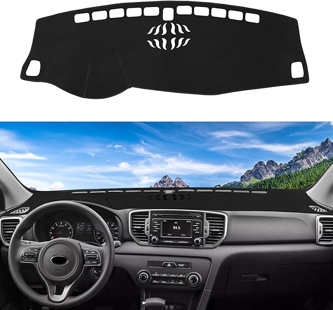 Dashboard Cover Mat Custom Fit for 2017-2022 Kia Sportage Dash Cover Nonslip Dash Mat Protector Sunshade No Glare Black