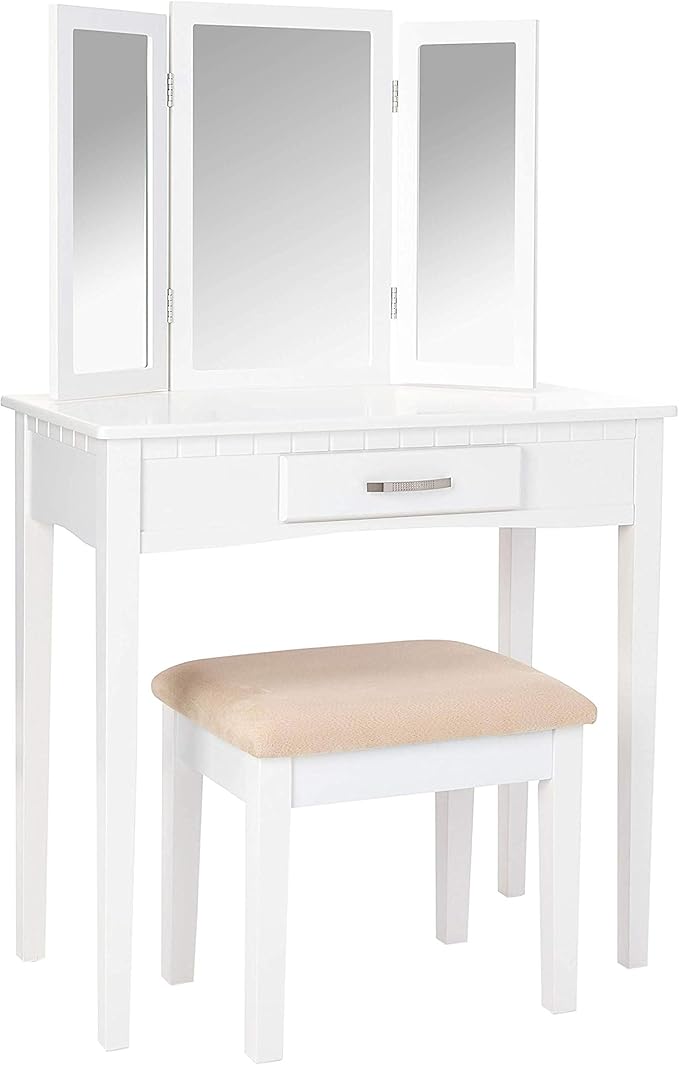 Frenchi Home Furnishing Vanity Set with Stool and Mirror