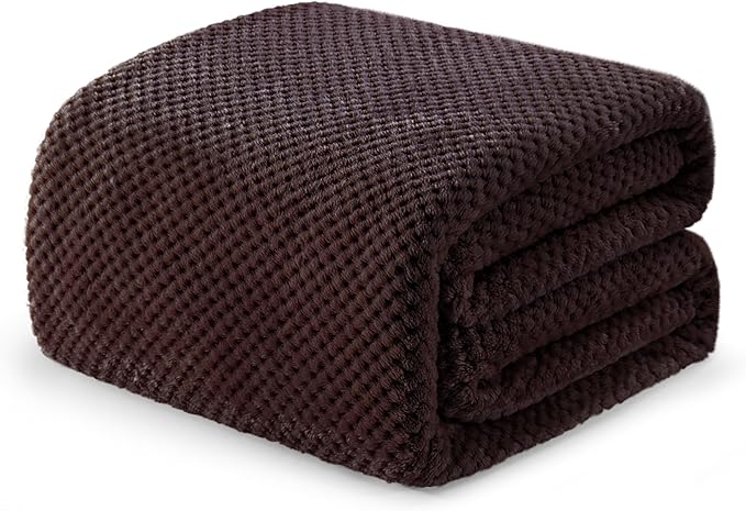 Exclusivo Mezcla Fleece Bed Blanket King Size, Super Soft and Warm Blankets for Couch, Sofa and Bed Waffle Textured, Cozy, Fuzzy and Lightweight (Coffee, 90x104 Inches)