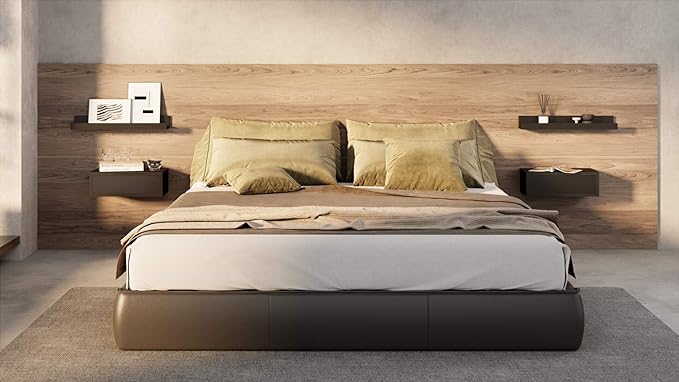 Mobili Fiver, Riccardo Floating nightstand, Ashwood Black, Made in Italy