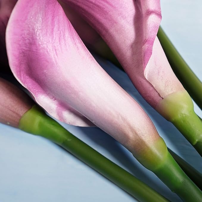FiveSeasonStuff Real Touch Calla Lily Artificial Flowers, Wedding Bridal Floral Arrangements (25'' 6 Long Stems, Autumn Purple)