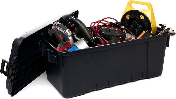 Plano Storage Trunk, Black, Medium, Lockable Storage Box, Airline Approved Sportsman Trunk, Hunting Gear and Ammunition Bin, Heavy-Duty Containers for Camping, 68-Quart