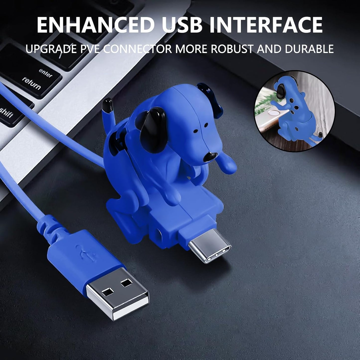 Funny Dog Fast Charger Cable, Portable Stray Dog Charging Cable, Dog Toy Smartphone USB Cable Charger for iPhone Type-C