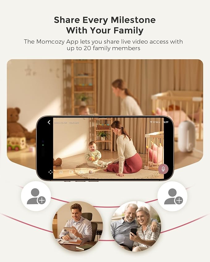 Momcozy Smart WiFi Baby Monitor, APP Control Baby Monitor with Camera & Audio, Danger Zone Alert, Motion & Cry Detection, 1080P Night Vision, 2-Way Talk, Photo & Video Recording (Compatible With BM04)