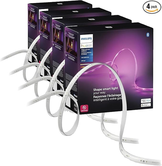 Philips Hue Indoor 16 Ft Smart LED Solo lightstrip Base Kit - 1 Pack - Control with Hue App - Compatible with Alexa, Google Assistant and Apple HomeKit| (Pack of 4)