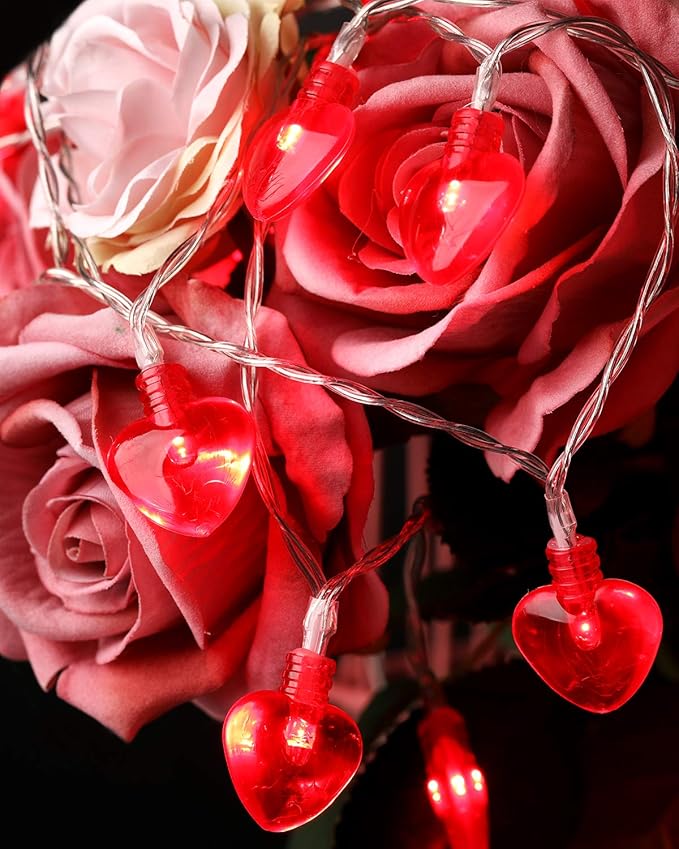 Luditek 2 Pack Total 29ft 80LED Mothers Day Decorations Battery Operated String Lights, Heart Shape Valentines Day Decor for Indoor Outdoor Home Room Party Wedding Hanging