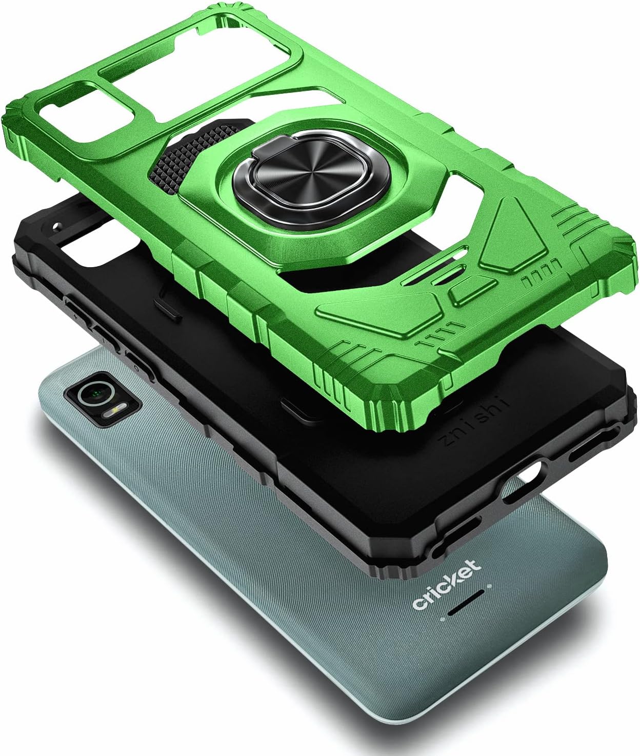 NZND Full-Body Protective Case with Tempered Glass Screen Protector for AT&T Calypso 3 (U328AA), Military-Grade,