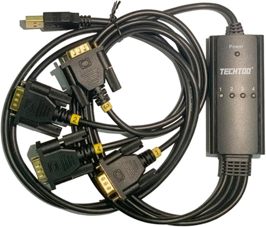 4 Port USB to Serial RS232 DB9 Adapter USB to Seria Converter Serial Cable 9-Pin with Thumbscrews (Prolific Chip W/Thumbscrews, 4 Port)