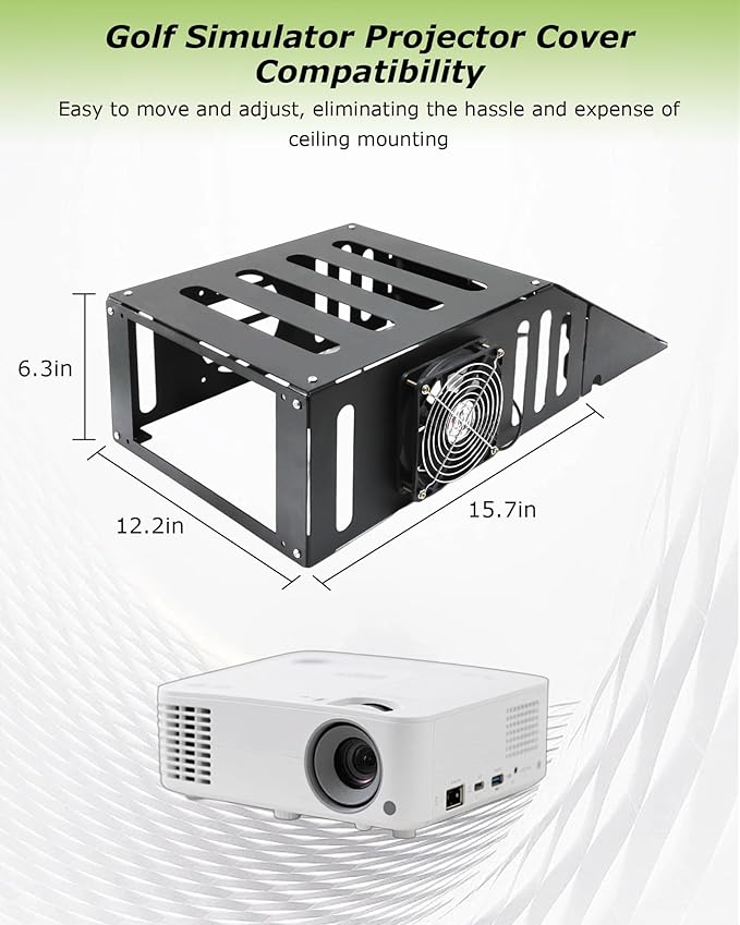 Golf Simulator Projector Cover Enclosure, Floor Outdoor Mounted Enclosure, With Cooling Fan and Artificial Turf to Better Protect The Golf Simulation Projector