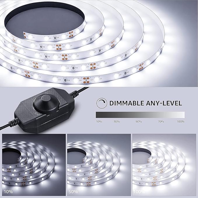 Lepro LED Strip Light, 32.8Ft Dimmable Vanity Lights, 6000K Super Bright LED Tape Lights, 420 LEDs SMD 2835, Strong 3M Adhesive, Suitable for Home, Kitchen, Under Cabinet, Bedroom, Daylight White