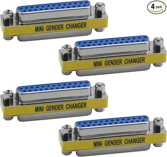 Antrader 4-Pack DB25 25 Pin Serial Port Female to Female Mini Gender Changer Coupler Adapter RS232 Connector