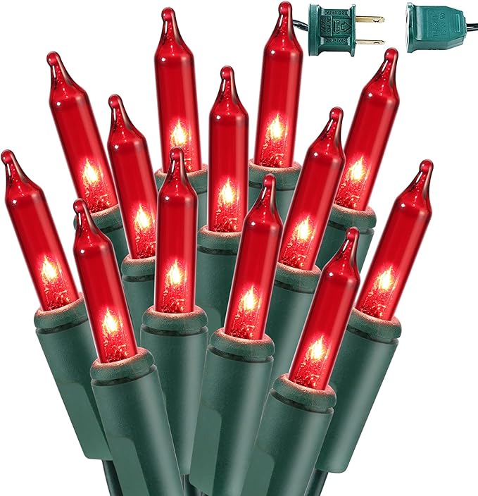 BrizLabs Red Christmas String Lights, 69.6ft 300 Count Incandescent Christmas Lights, 120V UL Certified Connectable Mini Light String for Indoor Outdoor Xmas Tree Garden Patio Decor