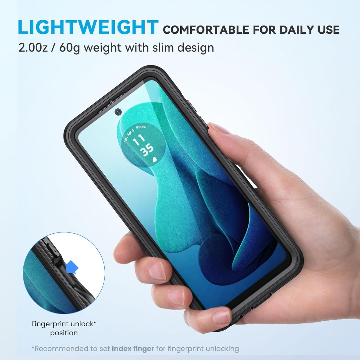 Lanhiem for Moto G 5G 2024 Case, IP68 Waterproof Dustproof Shockproof with Built-in Screen Protector, Full Body Cover