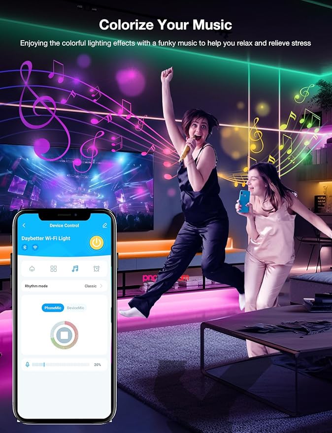DAYBETTER Smart WiFi Led Strip Lights 200ft App Controlled Work with Alexa and Google Assistant Timer Schedule RGB Strip Color Changing Décor for Bedroom Party Kitchen 100ft*2, TCF0223120W-WA01-V2