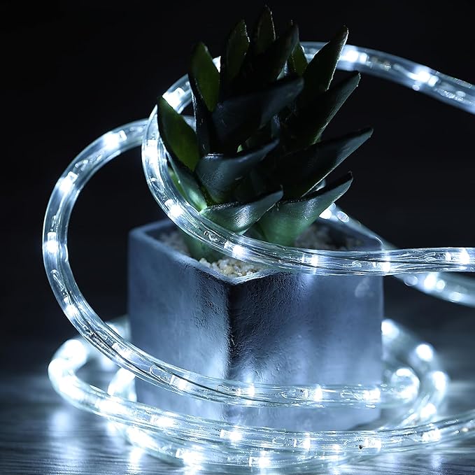 LED Rope Light, 20Ft LED Strip Lights Outdoor Waterproof Decorative Lighting for Indoor/Outdoor Decorations, Deck, Patio, Party and Bedroom Decorations (Cold White)