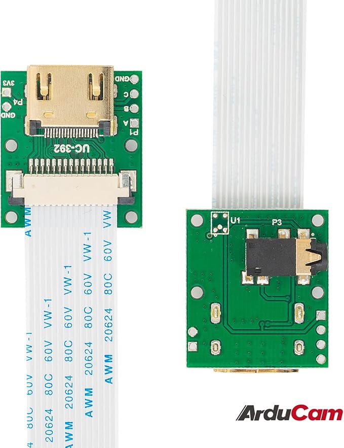 Arducam CSI to HDMI Cable Extension Module with 15pin 60mm FPC Cable for Raspberry Pi Camera V3/V1/V2/HQ (Pack of 2, 1 Set)