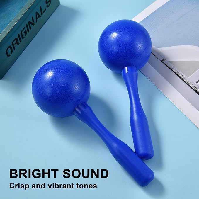 Maracas for Kids Adults, 8 Inch, Set of 2, Blue