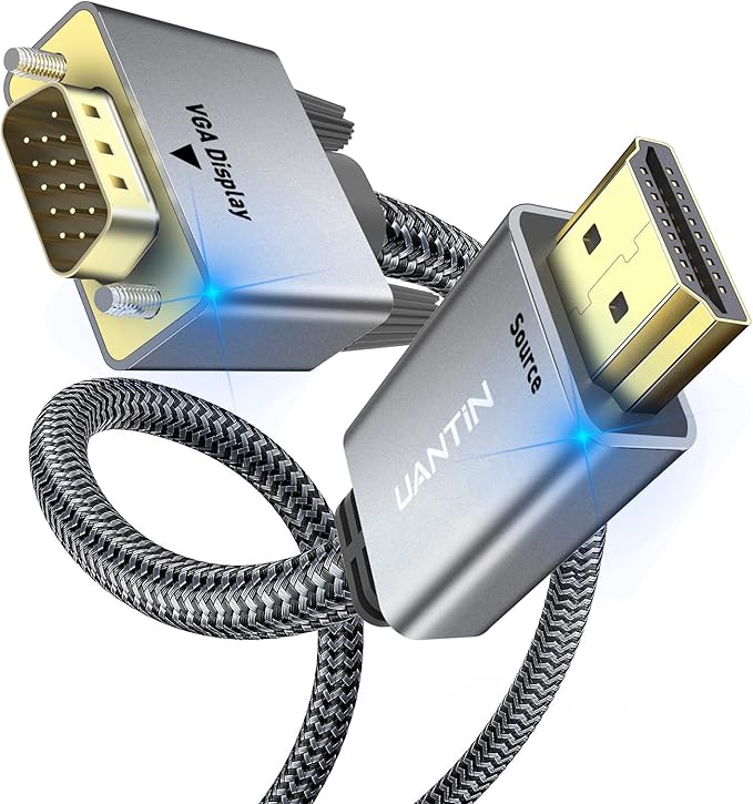 HDMI to VGA Cable Adapter 6FT (Anti-Interference Gold-Plated Plugs) Uni-Directional Only, 1080p@60Hz HDMI (Source) to VGA (Display) Braided Cord for PC,Laptop,Xbox,Graphics Card