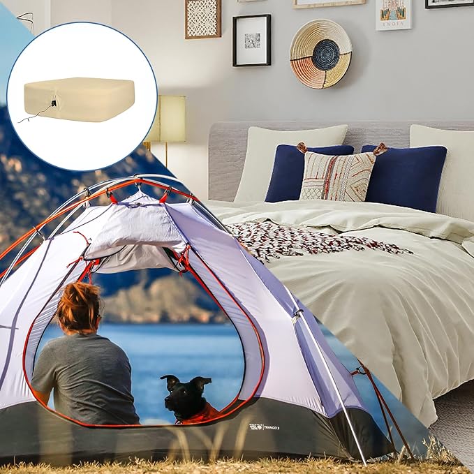 Bedecor Air Bed Sheets for Mattress Cover Removable Bed and Elastic Band Super Soft and Breathable & Deep up to 21" Beige King