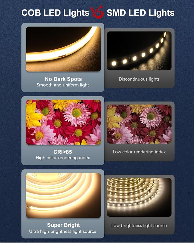ALITOVE 32.8ft COB LED Lights for Bedroom with Remote Warm White 3000K Dimmable LED Strip Lights CRI90+ High Density 3200LEDs Flexible 24V LED Tape Light for Cabinet Home Indoor Lighting Decoration