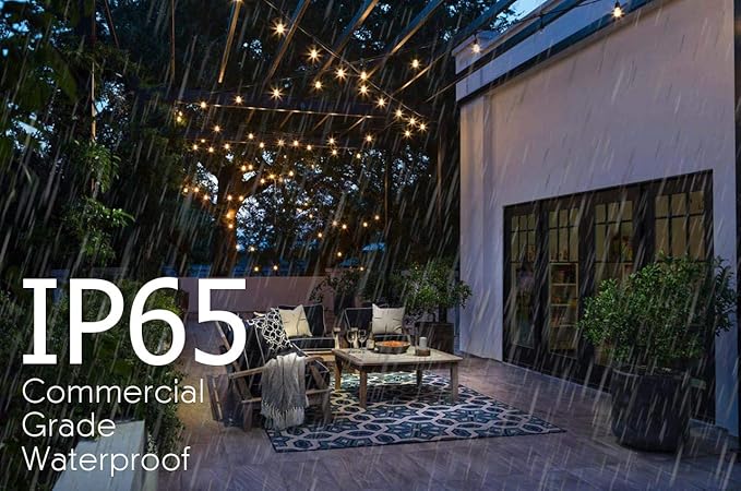 Solar String Lights Waterproof LED Indoor/Outdoor Hanging Umbrella Lights with 25 Bulbs - 27 Ft Patio Light for Deckyard Tents Market Cafe Gazebo Porch Party Decor (25 Light Bulb)
