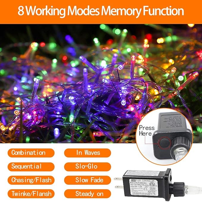 FUNIAO (New) Christmas Lights, Outdoor Christmas Decorations, 320 LED Waterfall String Lights, 8 Light Modes Chrsitmas Lights with 12" Star Tree Topper for Yard, Wedding, Party, New Year (Multicolor)