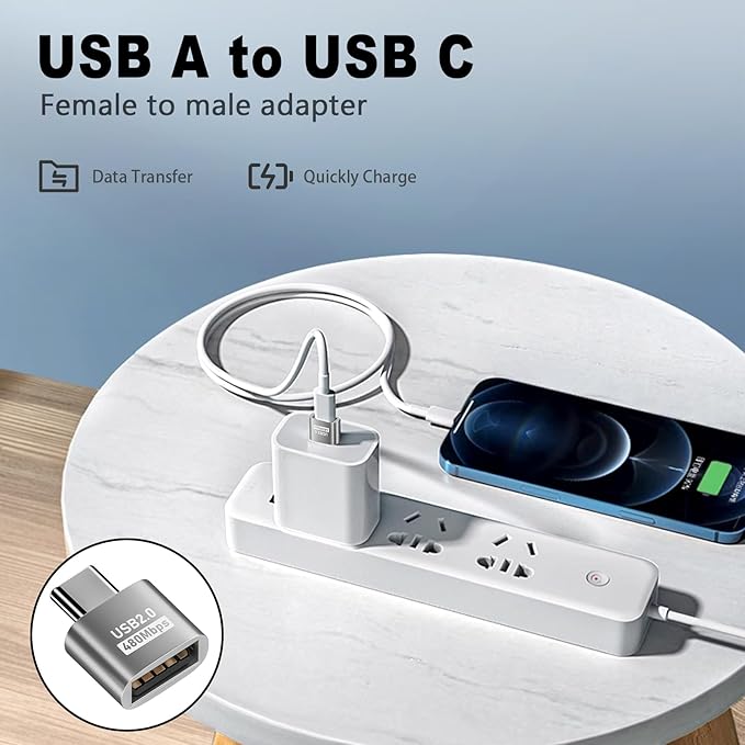 Duttek USB C to USB Adapter 10Gbps, Type C Male to A Female Extension Adapater Support Data Transfer and Charging for Phone, Laptop, USB Keyboard 4 Pack (Silver)