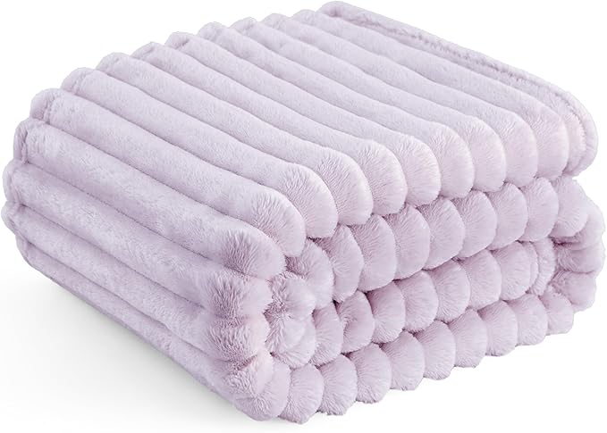 Bedsure GentleSoft Lavender Fog Fleece Blanket for Couch - Cozy Soft Blankets for Women, Cute Small Throws for Girls, 60x80 Inches