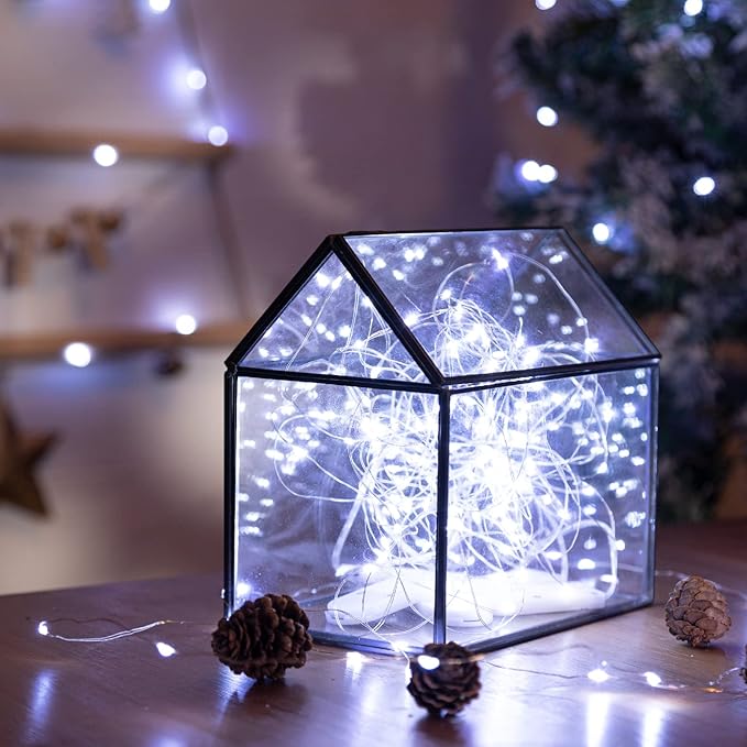 12-Pack LED Fairy Lights 7 Feet Battery Powered Waterproof Silver Wire 20 Slim Copper Wire Pastel Lights for DIY Wedding Party Bedroom Patio Easter Christmas (White)