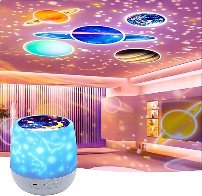 Kids Night Light Projector - USB Star Light Projector with 360 Rotation, 7 Sets of Film