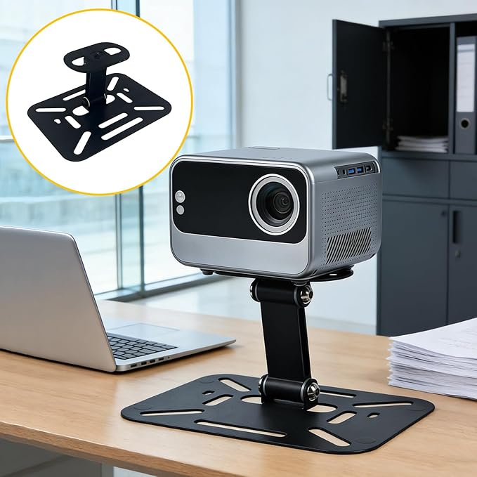 Projector Stand, Desktop and Ceiling Bracket, Ceiling Projector Mount, Adjustable 180-Degree Rotation, Dual Universal Joints (Mini Projection Desktop Stand)