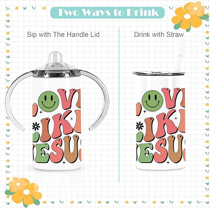 12 Oz Sublimation Sippy Cup 4 Pack, Kids Sublimation Sippy Tumblers, Stainless Steel Sublimation Todder Water Bottle