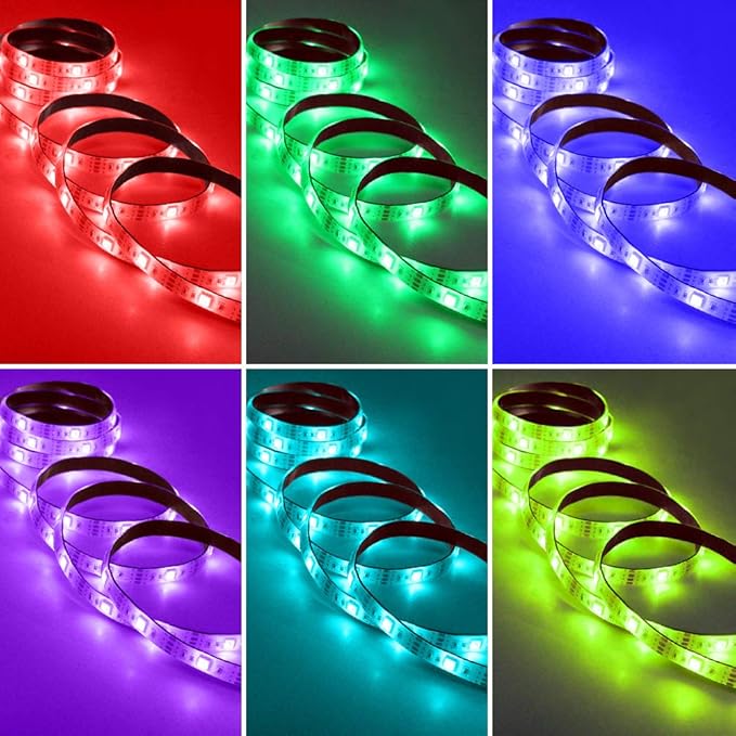 RGB Led Lights Strip Battery Operated 3 Keys Controller Battery Led Lights Strip Waterproof Color Changing Led Lights TV DIY LED Tape Lights 6.56ft 2Pack