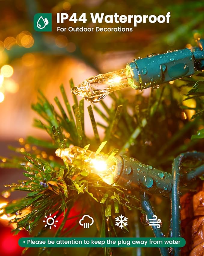 Minetom 100 Count 25 Feet Christmas String Lights, Incandescent Bulb Mini Lights for Outdoor Indoor Xmas Tree Birthday Wedding Party Festival Christmas Decorations Decor