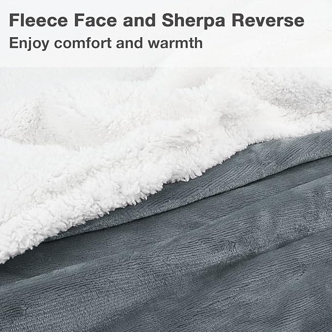 Catalonia Sherpa Wearable Blanket with Sleeves & Foot Pockets for Adult Women Men, Comfy Snuggly Wrap Sleeved Throw Blanket Robe, Gift Idea, Grey