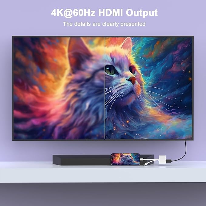 [Apple MFi Certified] 2 in 1 Lightning and USB-C to HDMI Adapter for iPhone,4K@60Hz DVI Lightning Type C Digital AV HDMI Adapter Cord for iPhone 17 16 15 14 13 12 11 XS XR X 8 HDTV/Projector/Monitor