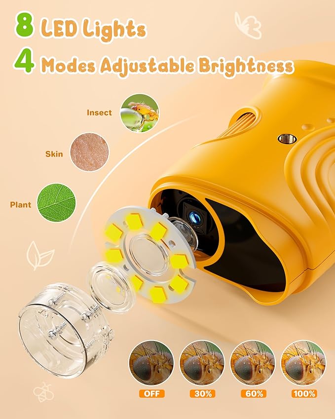 1000X Handheld Digital Microscope for Kids: Pocket Microscope with 2.0" IPS Screen - STEM Toys Birthday Gifts for Girls Boys - Portable Edu Science Kits Toddler Age 3-6 6-12