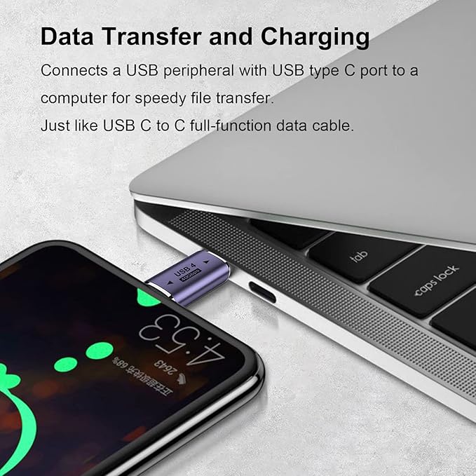 AreMe 2 Pack USB C Male to Male Adapter, USB Type C Coupler Extender Support 100W, 40Gbps, 8K@60Hz for Thunderbolt 4/3, MacBook Pro/Air, Laptop, Phones and More Type C Devices (Purple)