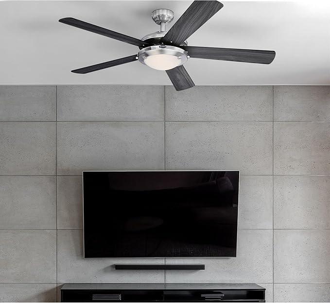 Westinghouse 7305400 Comet LED Ceiling Fan, 52 Inch, Brushed Nickel, Frosted Glass