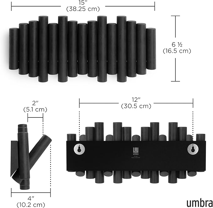 Umbra Picket Rail Hook for Entryways, Black