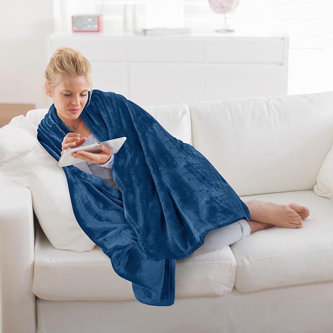 Utopia Bedding Fleece Blanket Throw Size Royal Blue 300GSM Luxury Anti-Static Fuzzy Soft Microfiber Blanket for Couch, Sofa and Bed (60x50 Inch)