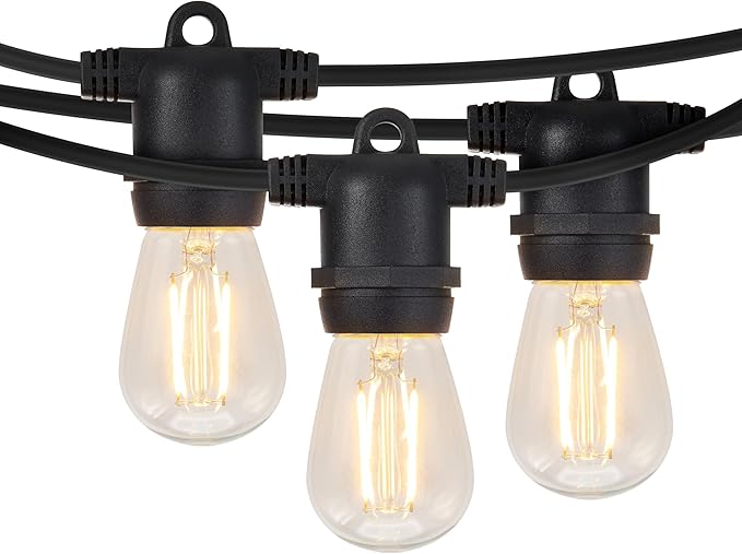 Brightech Ambience Pro 105Ft LED String Lights - 1W Commercial Grade Patio Lighting Outdoor Waterproof - Heavy Duty Dimmable Vintage Edison Porch Lights for Outside, Backyard - 34 Bulbs, Soft White