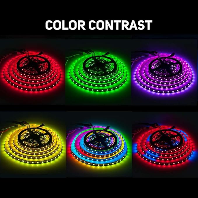 SEZO WS2812B LED Strip Light 3.3FT/1M 60LEDs/m Individually Addressable Programmable 5050SMD Digital RGB Alloy Wires Flexible Dream Color IP30 Non-Waterproof PCB Black DC5V