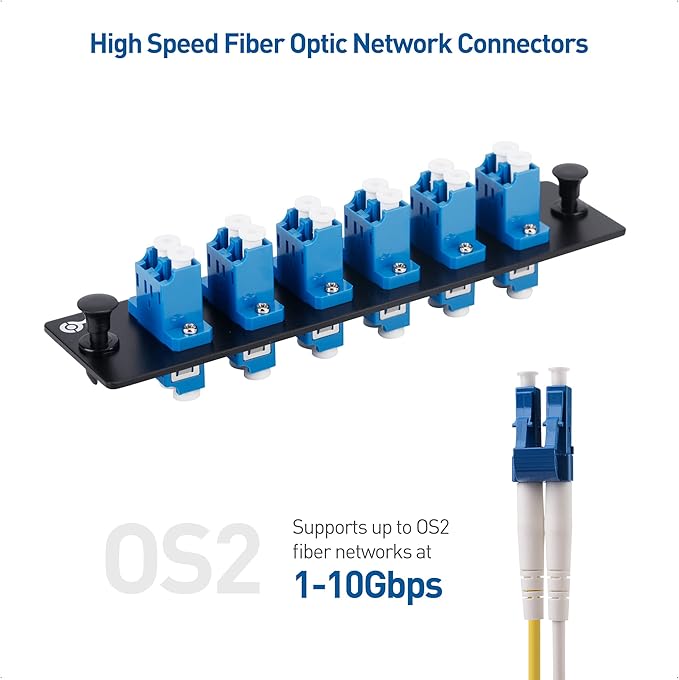 Cable Matters 12 Fibers LC to LC OS2 Single Mode Fiber Patch Panel with 6 x LCLC UPC Duplex Fiber Optic Adapters - LGX Compatible