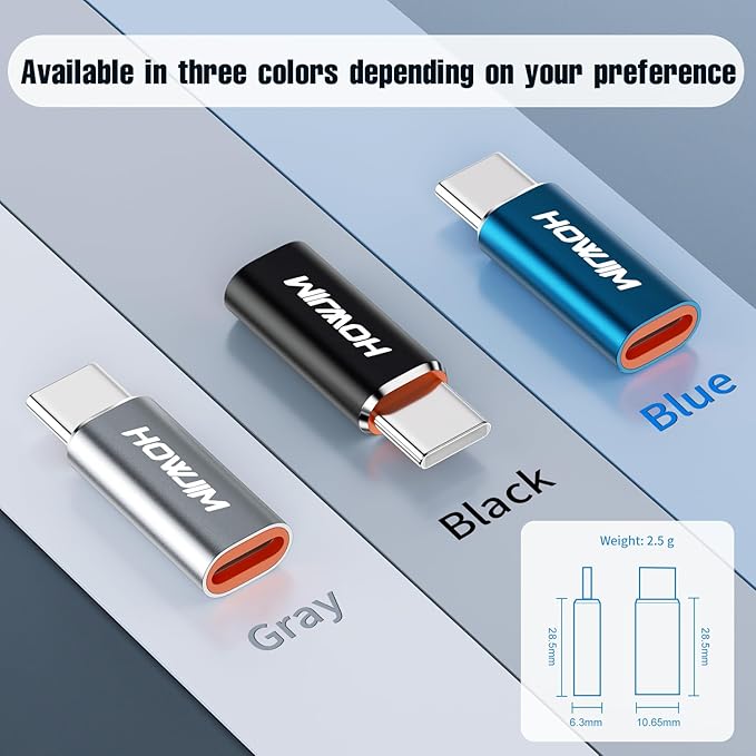 Light-ning to USB C Adapter 2Pack,PD27W/66W QC100W Fast Charging Data Transfer,Type C Charger Converter Cable for Phone 17/16/15 Serie Pad G-alaxy,Not for Headphones/OTG/Flash Drive/A-pple Pencil Gray