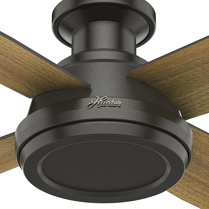 Hunter Fan Company 59249 Dempsey 52 inch Ceiling Fan with Light and Remote, Low Profile Indoor, Noble Bronze Finish