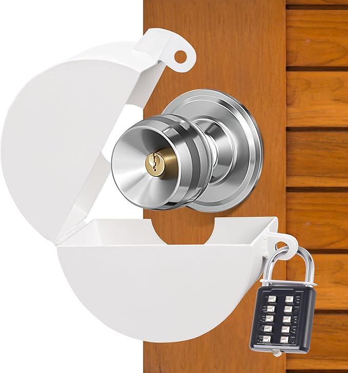 Door Knob Lockout DevicePadlock, Handle Lock Cover for Dementia/Child Safety, Faucet & Spigot LockWhite