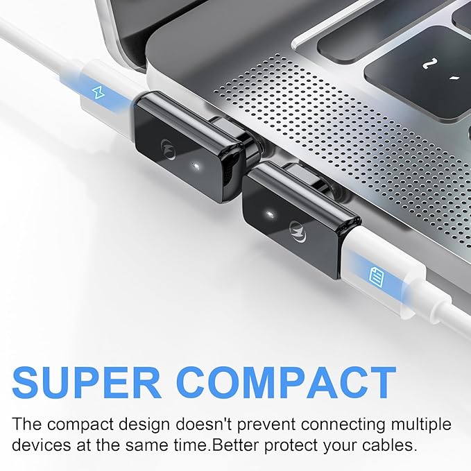 USB C Magnetic Adapter 40Gbps, (2 Pack) 90 Degree Magnetic USB C Adapter 24 Pins with PD 140w Fast Charging USBC 4 8K 60Hz for Thunderbolt 3/4, MacBook Pro/Air and More Type C Devices